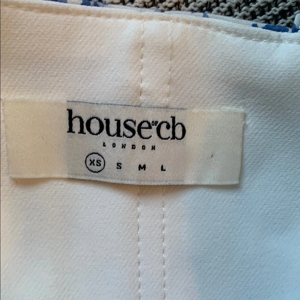 House of CB | EUC Blue Print Cropped Corset Top | Sz XS - Picture 7 of 12